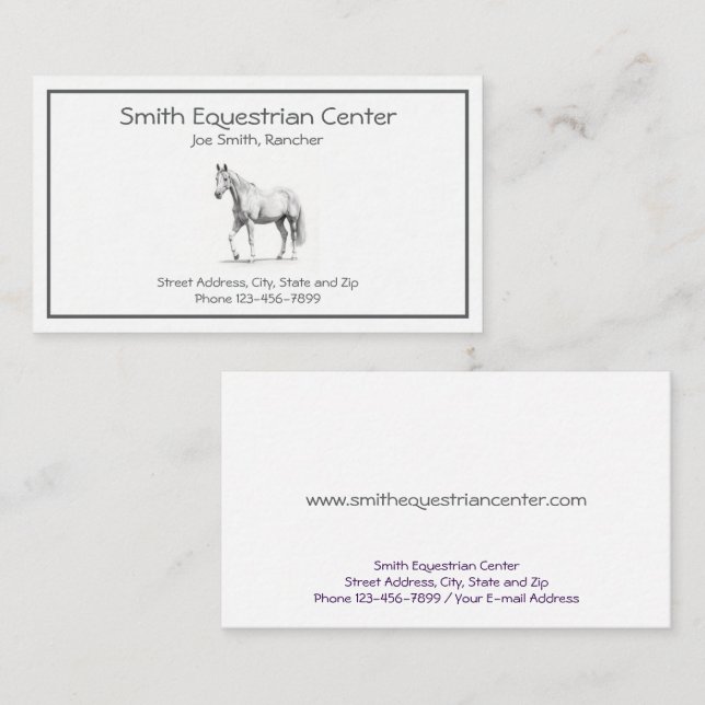 Cartão de visita Rancho de Cavalo (Frente/Verso)
