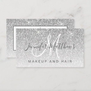 Cartão De Visita Rapariga Glam Silver Makeup Artista Hair Salon