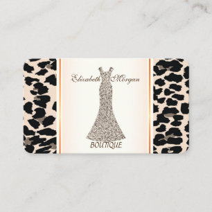 Cartão De Visita Rapariga Moderna Elegante, Impressão Leopardo, Ves