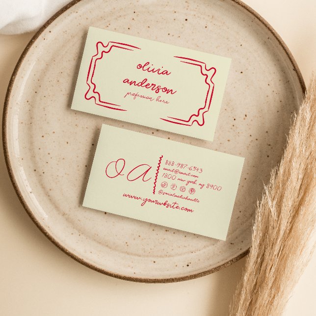 Cartão De Visita Rapariga Única da Trendy do Desenho Manual Retroat (Criador carregado)