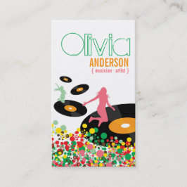 Cartão De Visita Raparigas Dançantes Retro Vinil Pop Pontos Artista