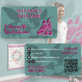 Cartão De Visita Raspberry Teal Floresceu Fitness & Nutrição