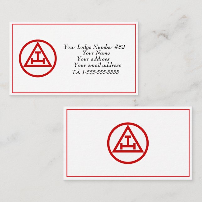 Cartão De Visita Real Arch Freemason - Símbolo maçônico Freemasonry (Frente/Verso)