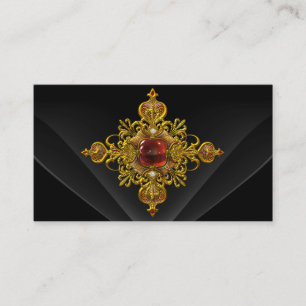 Cartão De Visita Real Elegante Dourado Rich Red Black Ornamentado J