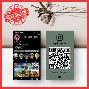Cartão De Visita Real Estate Agent Realtor Instagram Sage Green QR
