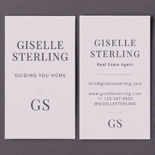 Cartão De Visita Real Estate Agent Rosa Quartz Roxo Monograma