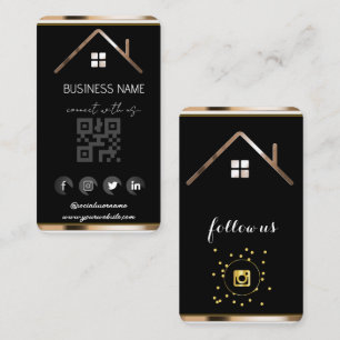 Cartão De Visita Real Estate House - Mídia social Código QR