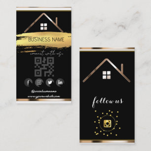 Cartão De Visita Real Estate House - Mídia social Código QR