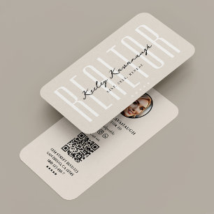 Cartão De Visita Real Estate Mortgauge Foto Moderna Beige