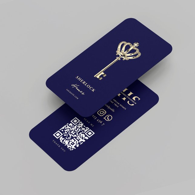 Cartão De Visita Real Imobiliário Moderno Monograma Midnight Azul (Modern Realtor Real Estate Monogram Midnight Blue Business Card
)