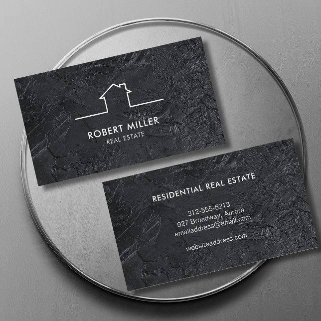 Cartão De Visita Realetor de Pedra Preta (Criador carregado)