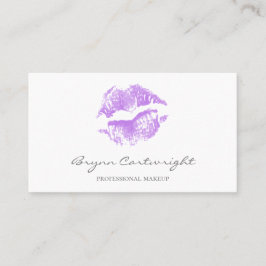 Cartão De Visita Realista Maquiagem de Lábios de Beijo Roxo