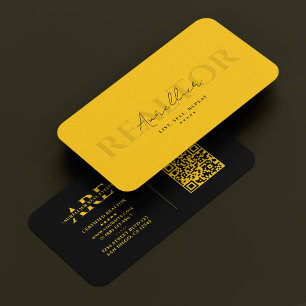 Cartão De Visita Realtor Mortgauge Imóveis Estate Amarelo Negro Mod