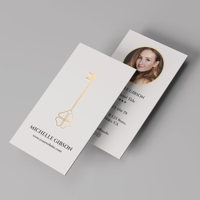 Cartão De Visita Realtor Mortgauge Lucky Dourada Chave Fotografia A (Realtor Mortgage Lucky Gold Key Photo Starlight Business Card
)