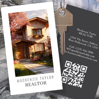 Cartão De Visita Realtor Photo Professional Personalized QR Code