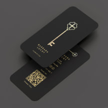 Realtor Real Estate Agent Elegante Black Gold Key