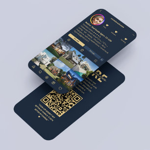 Cartão De Visita Realtor Real Estate Agent IG Marinho Blue Modern