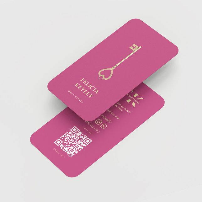 Cartão De Visita Realtor Real Estate Monograma Moderno Rosa (Realtor Real Estate Monogram Modern Pink Business Card
)