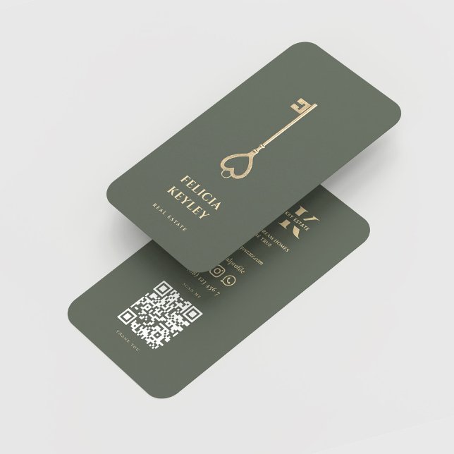 Cartão De Visita Realtor Real Estate Monograma Moderno Sage Verde (Realtor Real Estate Monogram Modern Sage Green Business Card
)