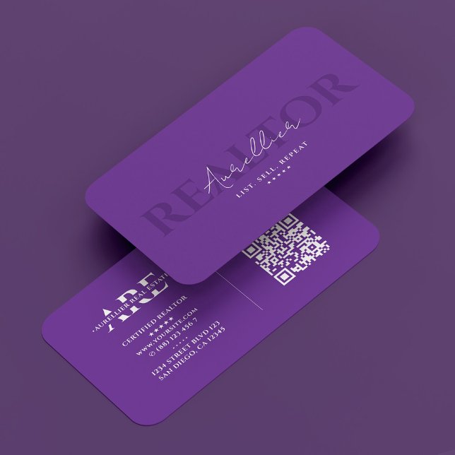 Cartão De Visita Realtor Royal Purple Real Estate Monograma Moderno (Realtor Royal Purple Real Estate Monogram Modern Business Card
)