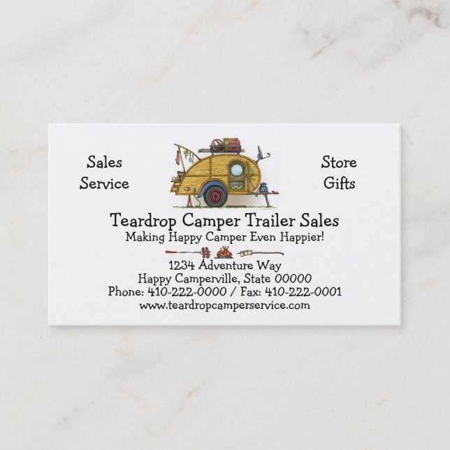Cartão De Visita Reboque bonito do viagem do campista da lágrima do (Frente)