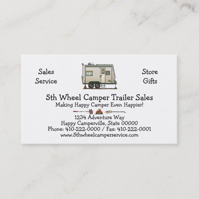 Cartão De Visita Reboque bonito do viagem do campista do alador do (Frente)