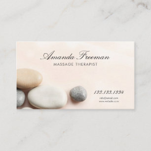 Cartão De Visita Recaxamento da Cinza Zen Stone Massage Therapy