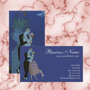 Cartão De Visita Recém-Casados Vintage Art Déco, Dança de Casamento