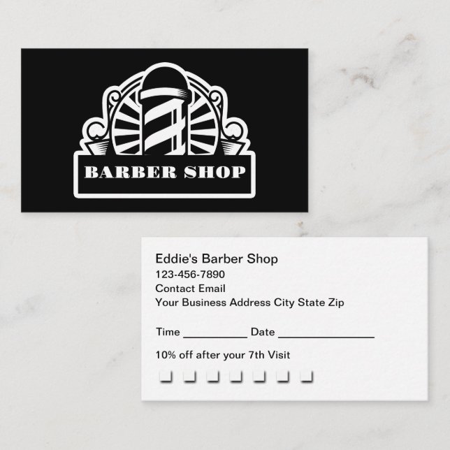 Cartão De Visita Recompensas de Compromisso de Barbearia Retro (Frente/Verso)