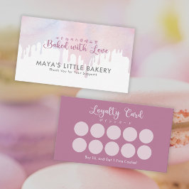 Cartão De Visita Recompensas de Lealdade da Padaria Rosa Pastel Got