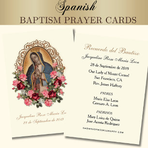 CARTÃO DE VISITA RECORDAÇÃO DO BATISMO ESPANHOL RELIGIOSA ORAÇÃO 