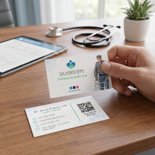 Cartão De Visita Recuperação geriátrica Azul branco