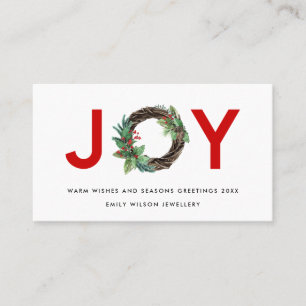 CARTÃO DE VISITA RED CHIC HOLLY BERRY JOY WREATH NATMAS LOGOTIPO
