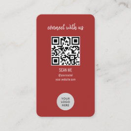 Cartão De Visita Red Connect with Us QR Code