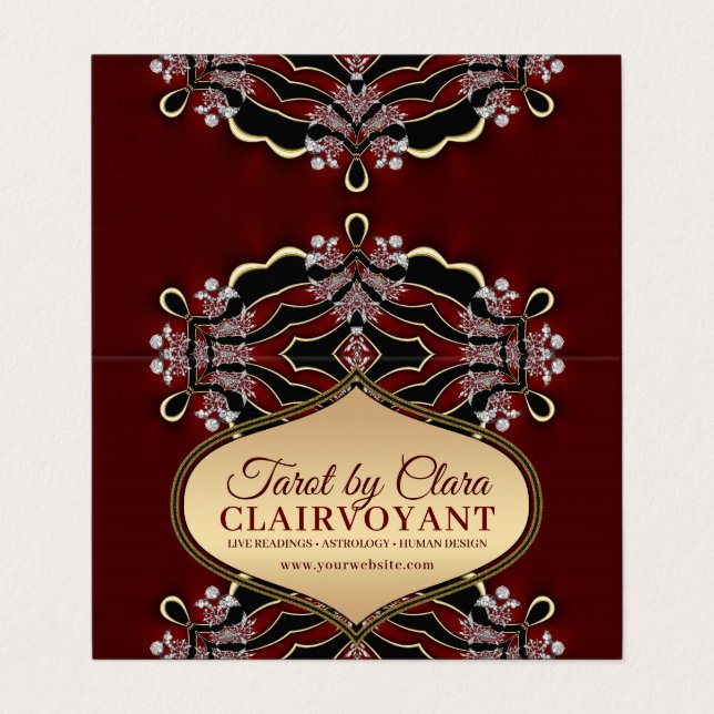 Cartão De Visita Red Diamond Love Goddese Temple Tarot (Exterior Desdobrado)