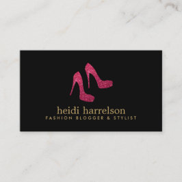 Cartão De Visita Red Glitter Heels Boutique Fashion Stylist Preto