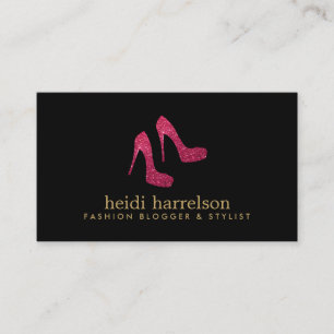 Cartão De Visita Red Glitter Heels Boutique Fashion Stylist Preto