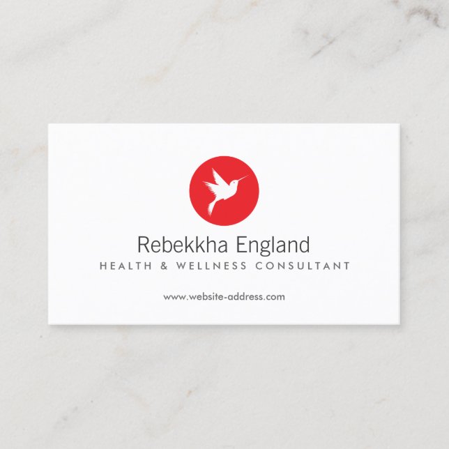 Cartão De Visita Red Hummingbird Logo Health Care, Naturopath (Frente)