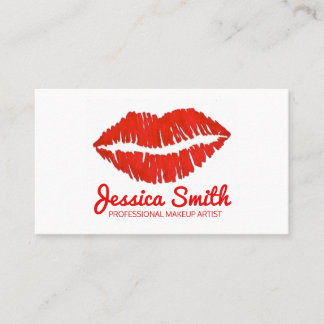 Cartão De Visita Red Lipstick Lábios Kiss Makeup Artista Especialis