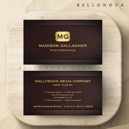 Cartão De Visita Red Maroon Dourado Creative Media Professional