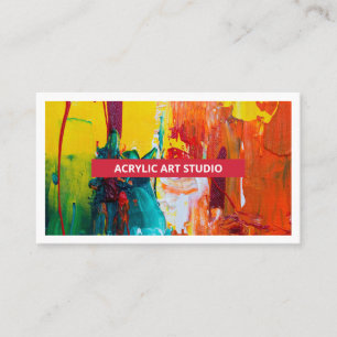 Cartão De Visita Red Modern Name Trabalho de arte Artist Art Studio