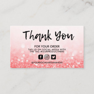 Cartão De Visita Red Pink Glitter Tendter Salon Obrigado