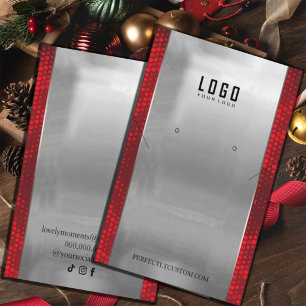 Cartão De Visita Red Silver Frame Colar Moderno