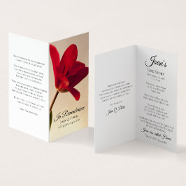 Cartão De Visita Red Tulipa Floral Primavera Funeral Oração Memoria