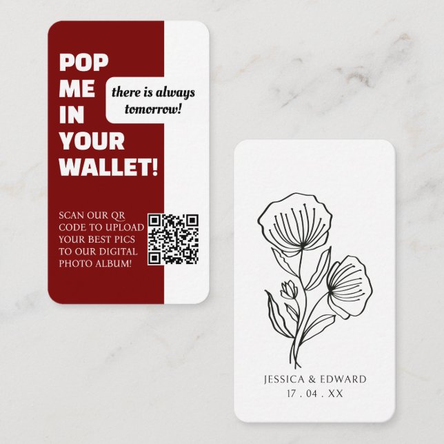 Cartão De Visita Red White Scan Modern Qr Code Foto Album (Frente/Verso)