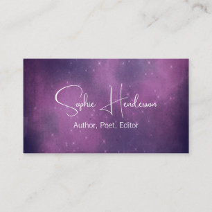 Cartão De Visita Rede de Autor de Starry Roxo Elegante
