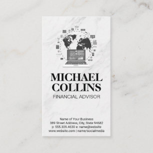 Cartão De Visita Rede do computador  Mapa Mundial de Analistas de D