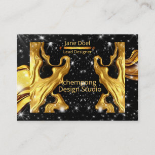 Cartão De Visita Redemoinho Dourado Estelar – Design de Luxo Cósmic