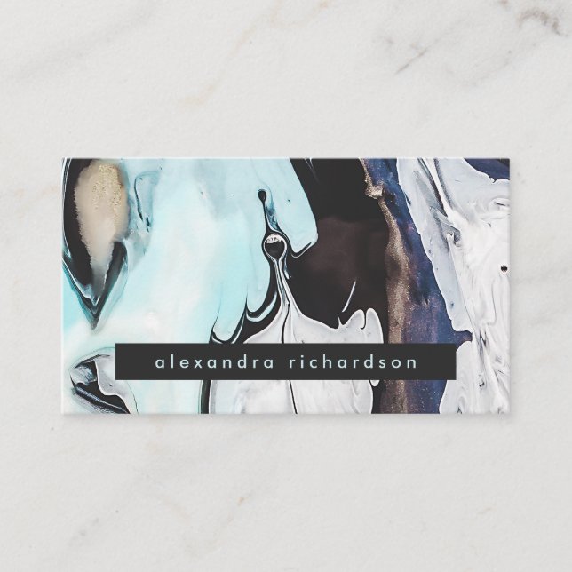 Cartão De Visita Redemoinhos modernos Glam da tinta (Frente)