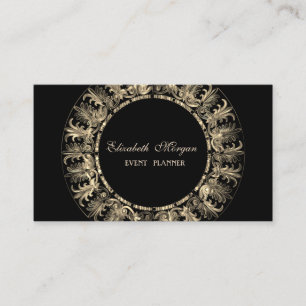 Cartão De Visita Redemoinhos modernos, pretos, Dourados elegantes